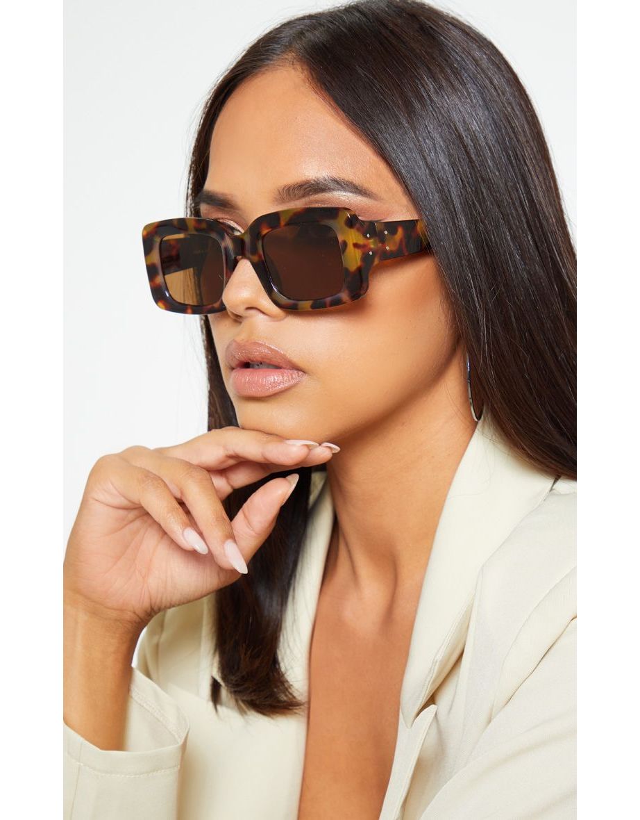 Tortoiseshell Rectangle Thick Frame Sunglasses