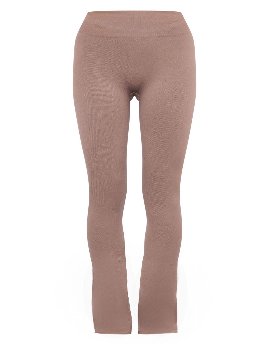 Taupe Seamless High Waist Flare Yoga Pants - 4