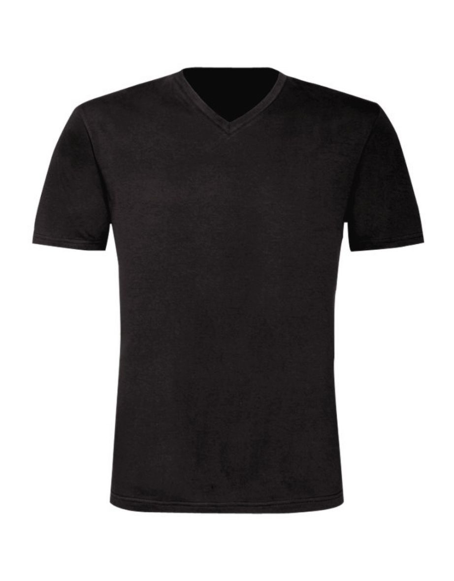 B&C Mens Exact V-Neck Short Sleeve T-Shirt - Black