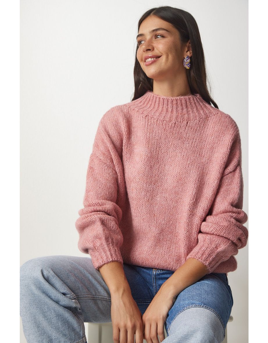 Shop Women s Dry Rose Standing Collar Basic Knitwear Sweater Online in Bahrain VogaCloset