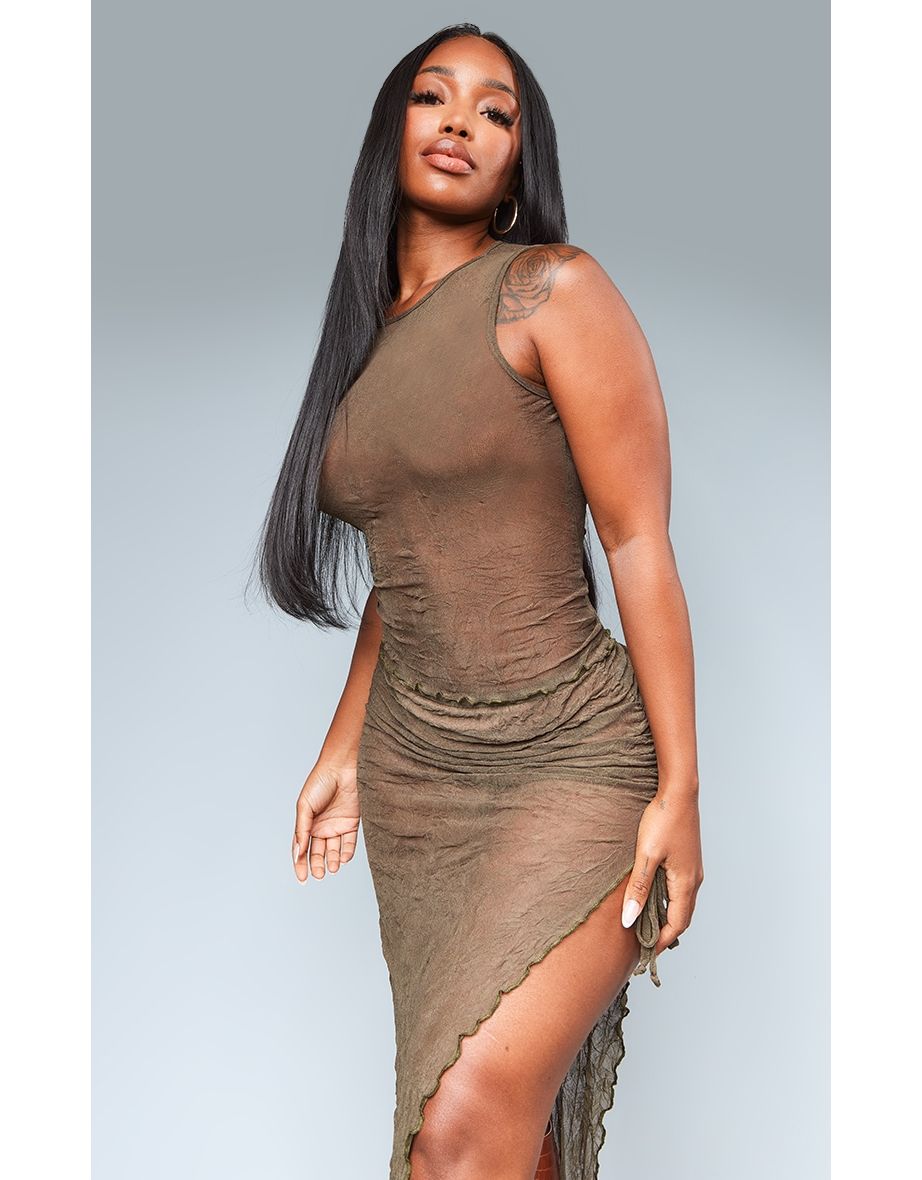 Shape Khaki Textured Jersey Tank Top