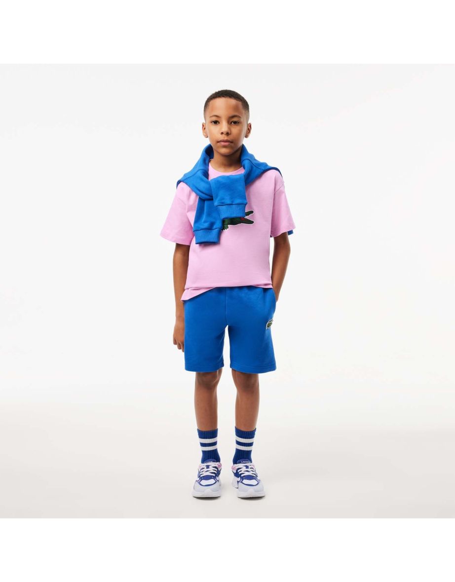 Lacoste Juniors Graphic Print Cotton T-Shirt in Pink - 5