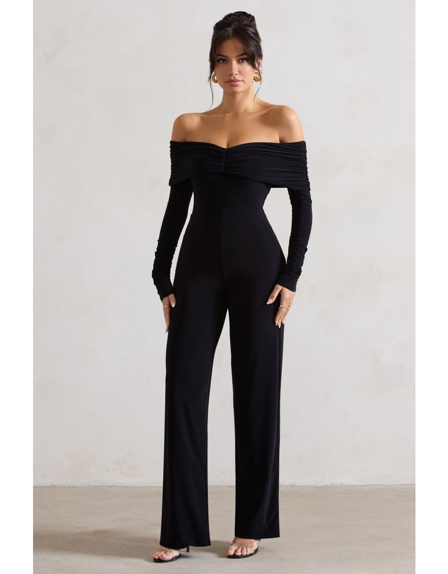 Long sleeve bardot jumpsuit sales