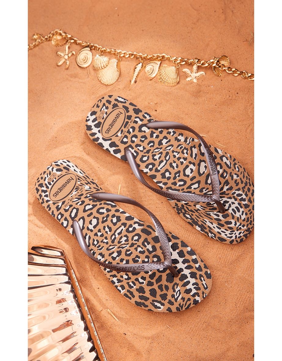 Shop Brown Animal Print Havaianas Slim Flip Flops Online in Qatar VogaCloset