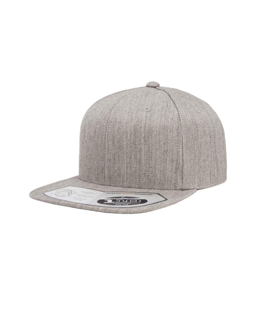 Yupoong Flexfit Unisex 110 Plain Fitted Snapback Cap - Heather Grey