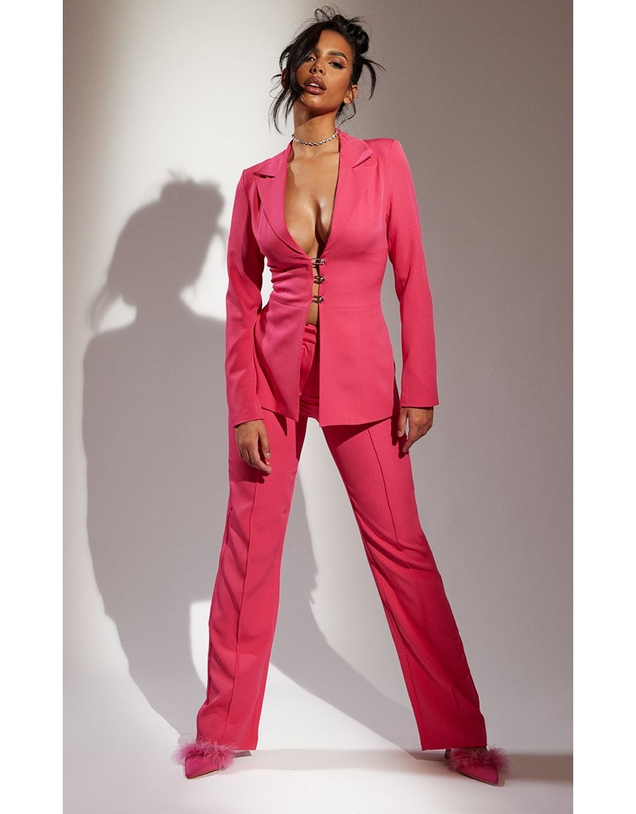 Bubblegum Pink Wide Leg High Waist Trousers