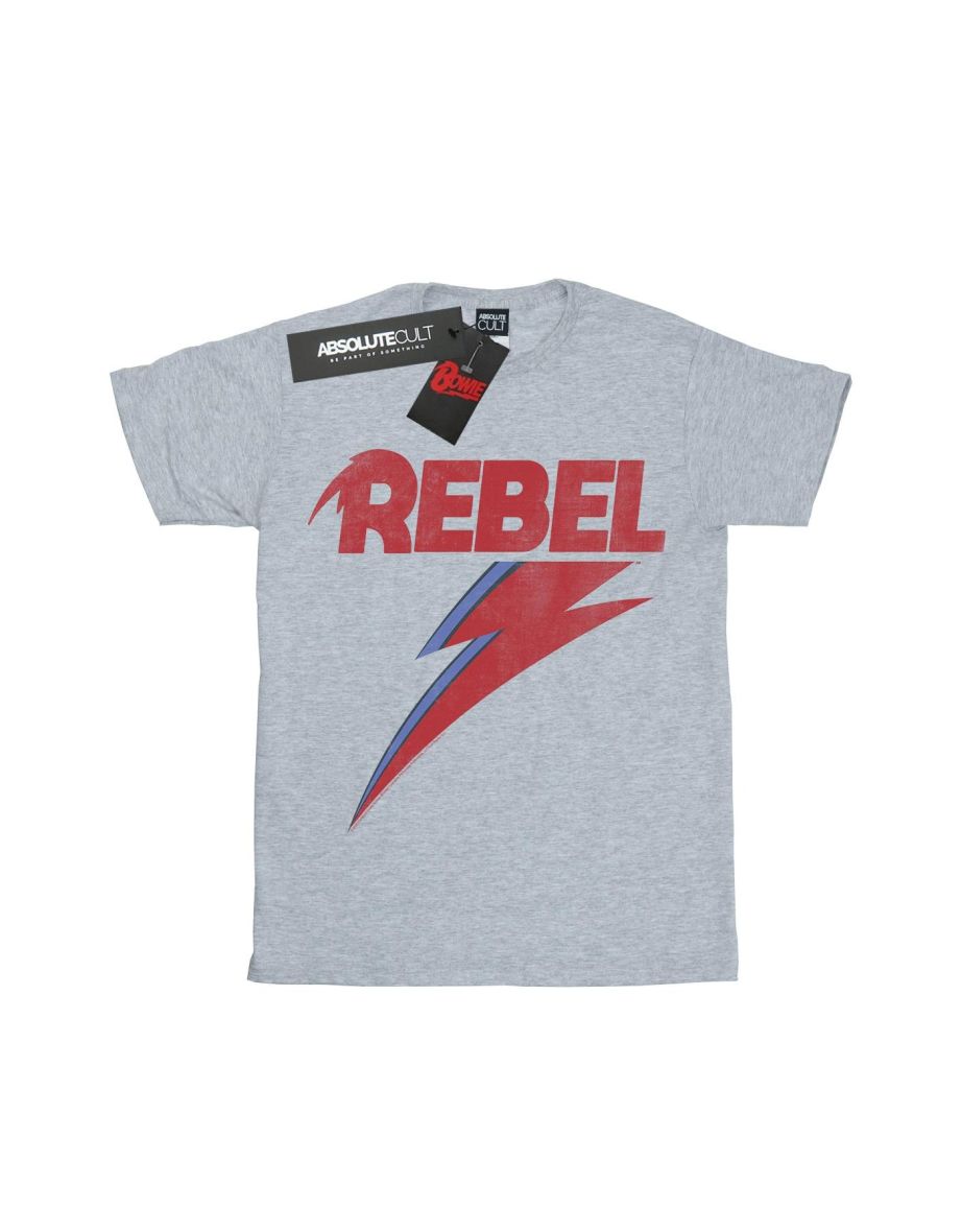 David Bowie Mens Distressed Rebel T-Shirt - Sports Grey