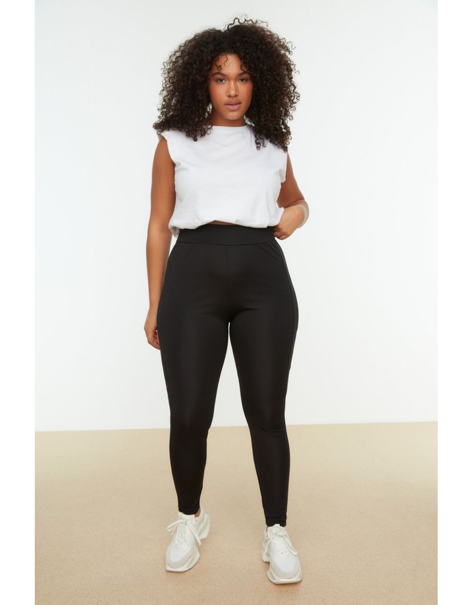 Shop Plus Size Sports Leggings Black High Waist Online in Qatar VogaCloset
