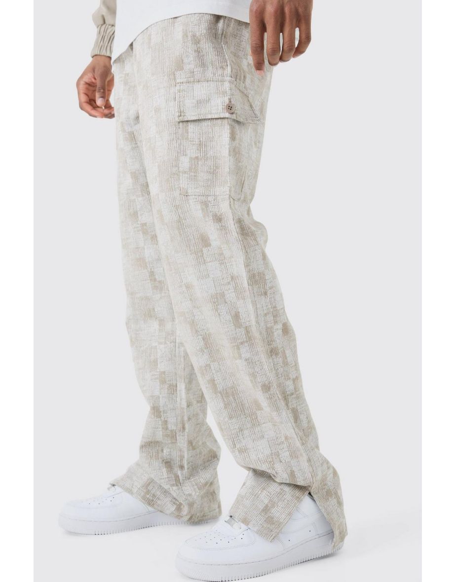 Shop Tall Elasticated Waist Split Hem Texture Cargo Trouser stone Online in Qatar VogaCloset
