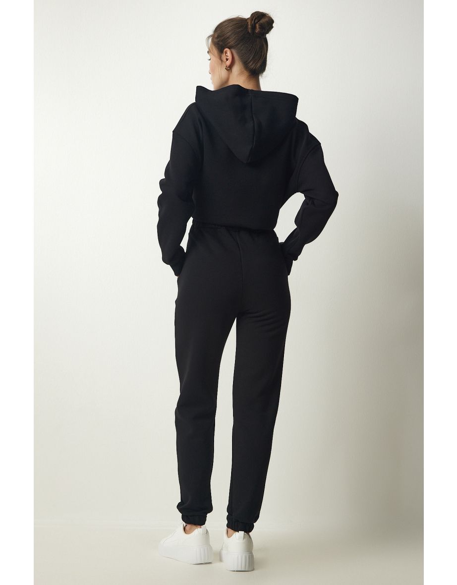 Women's Black Raised Knitted Tracksuit - 9