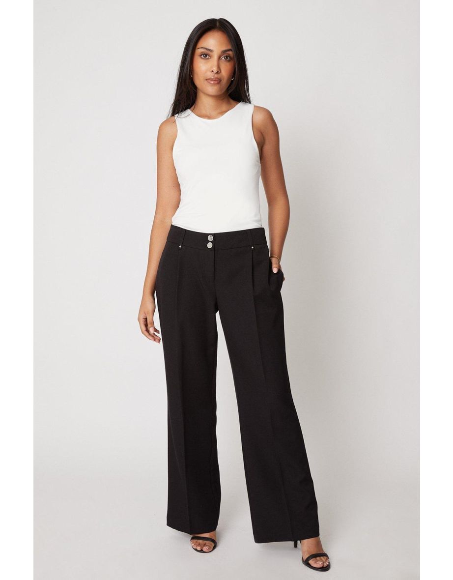 Smart wide leg black trousers discount