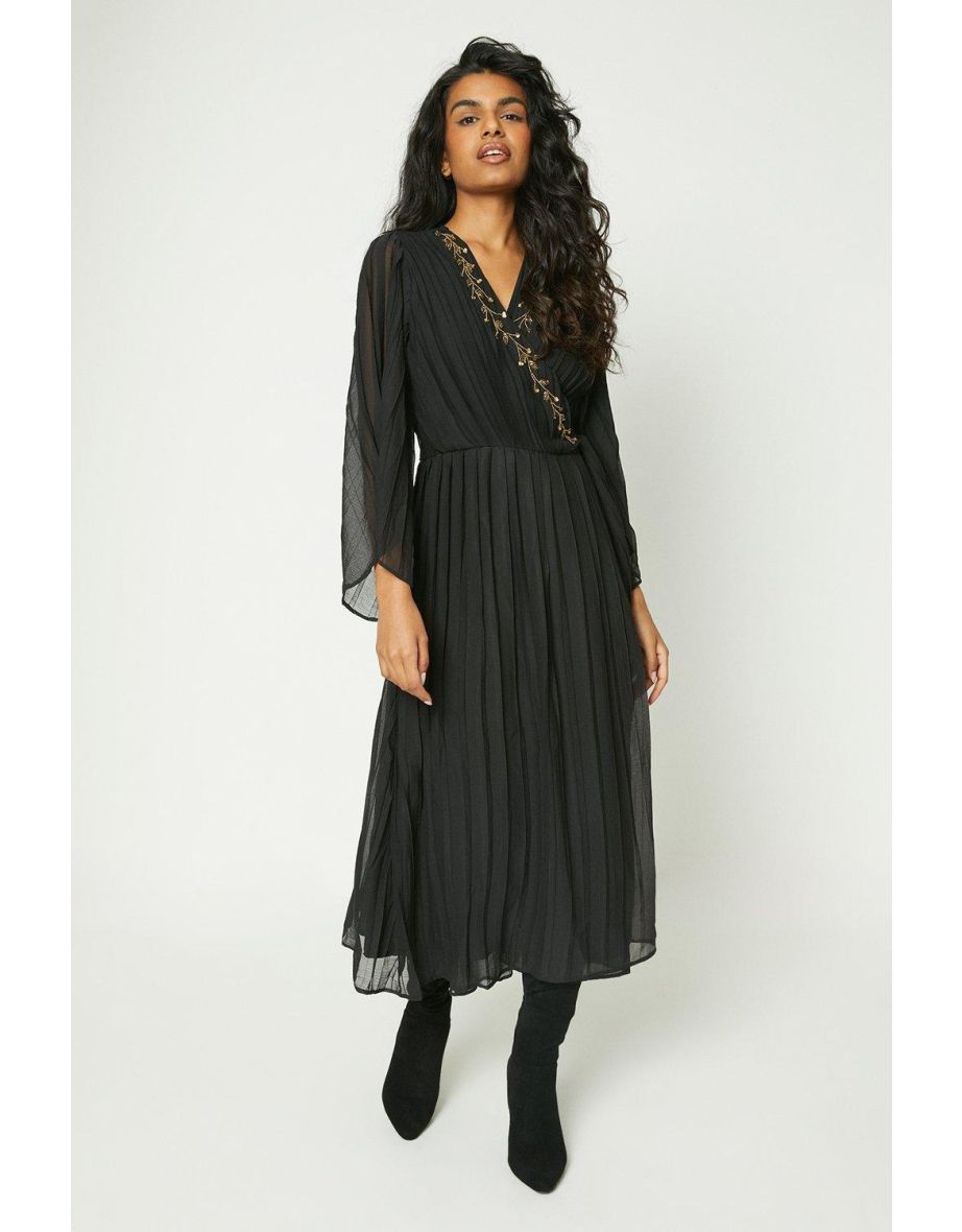 Petite pleated store maxi dress
