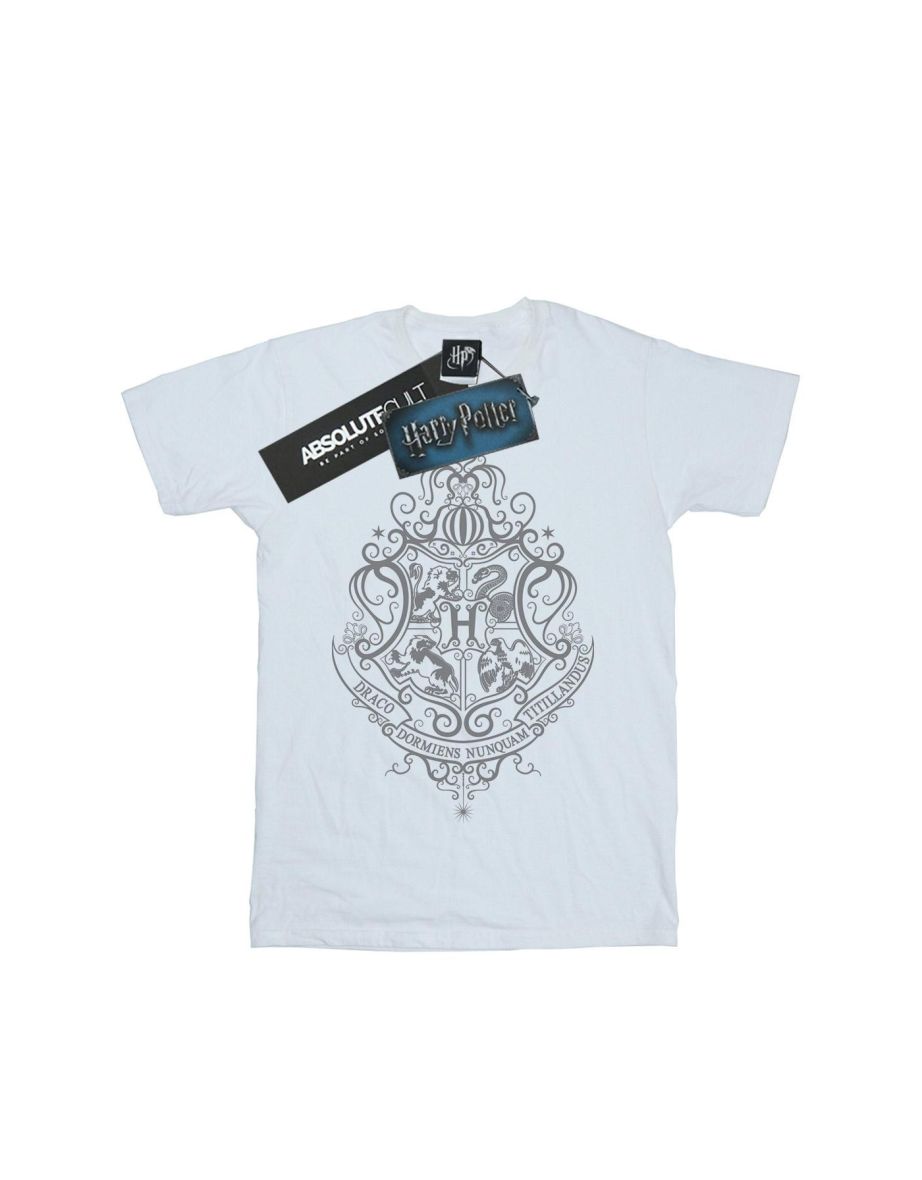 Harry Potter Mens Hogwarts Draco Dormiens Crest T-Shirt - White