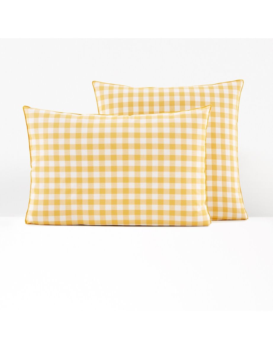 Yellow hot sale gingham pillow