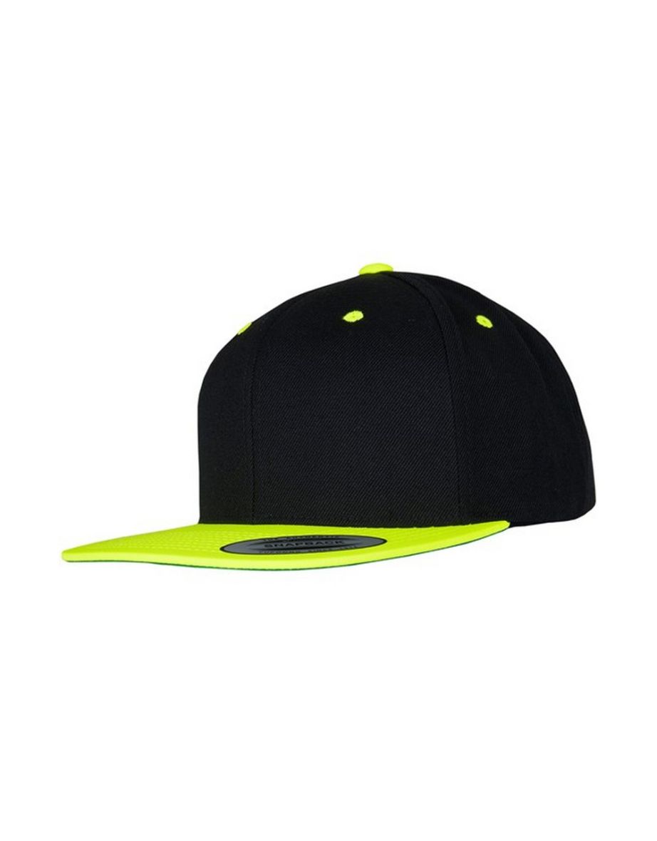 Yupoong Mens The Classic Premium Snapback 2-Tone Cap - Black/Neon Yellow
