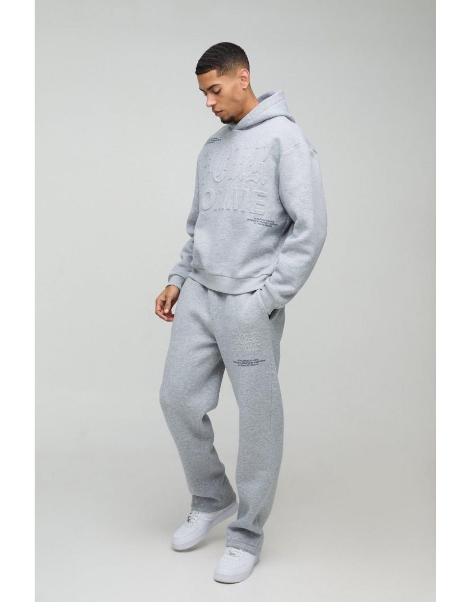 Oversized Boxy Homme Printed Embossed Tracksuit