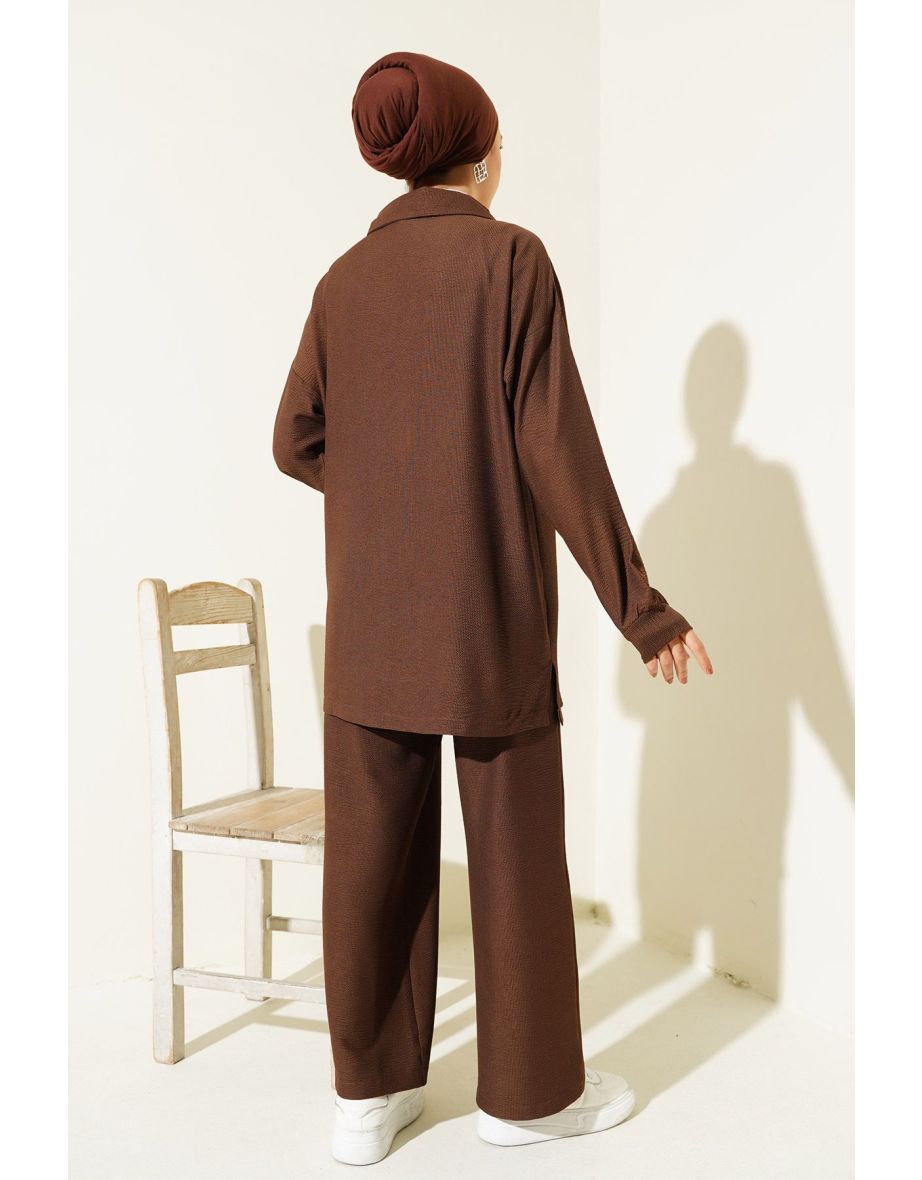 Wide Leg Trousers Tunic Two Piece Set - 3