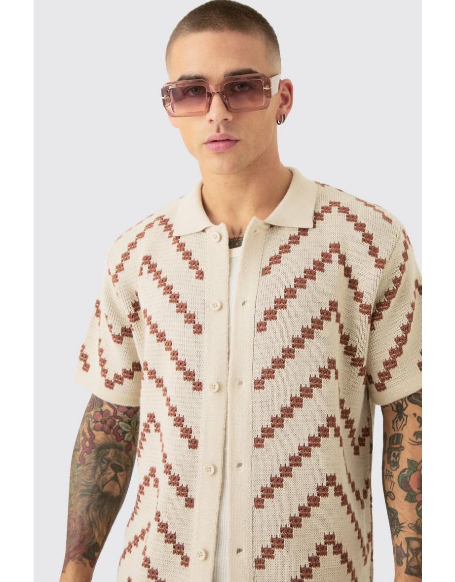 Open Knit Stripe Shirt In Ecru - ecru - 2