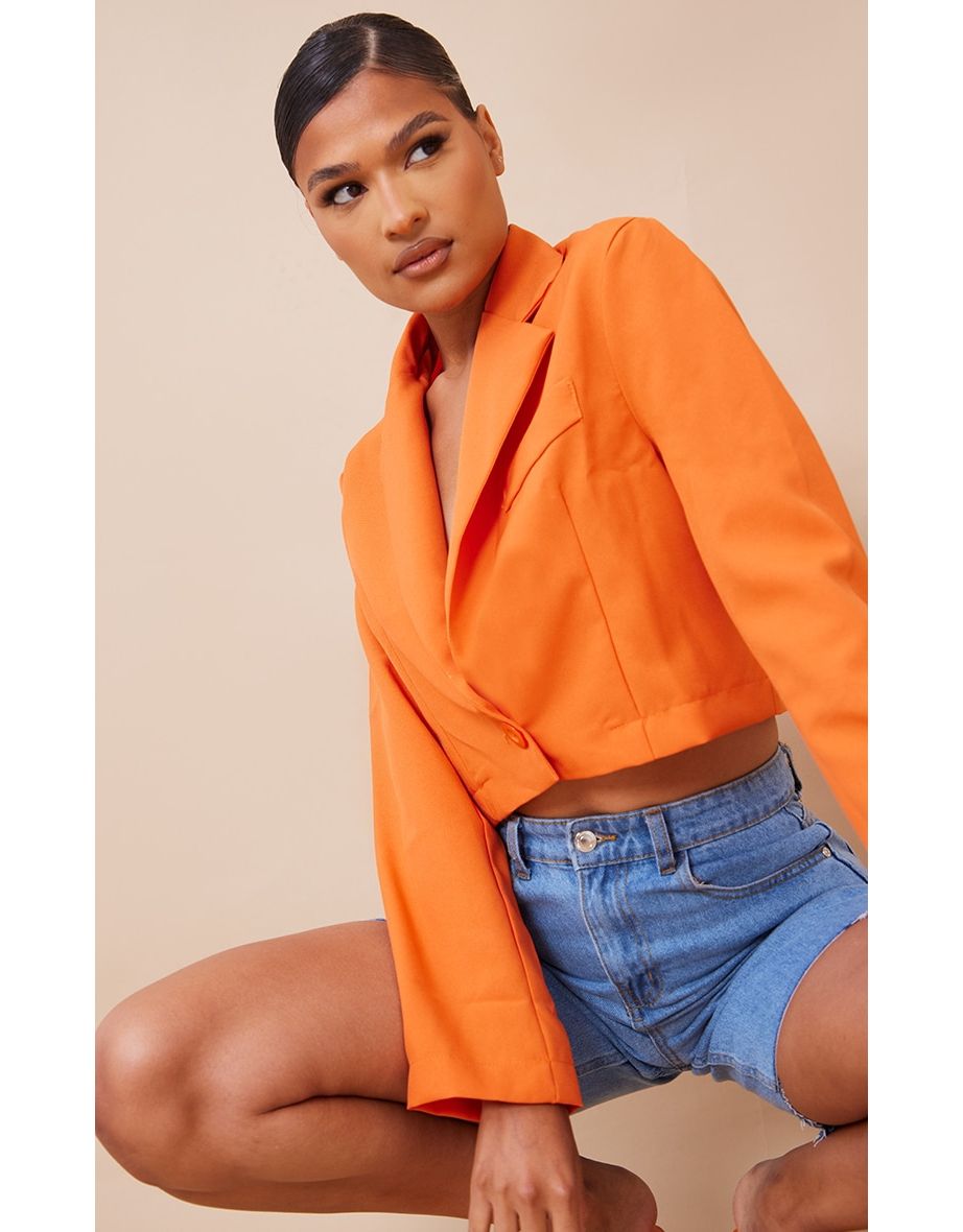 Orange cropped blazer best sale