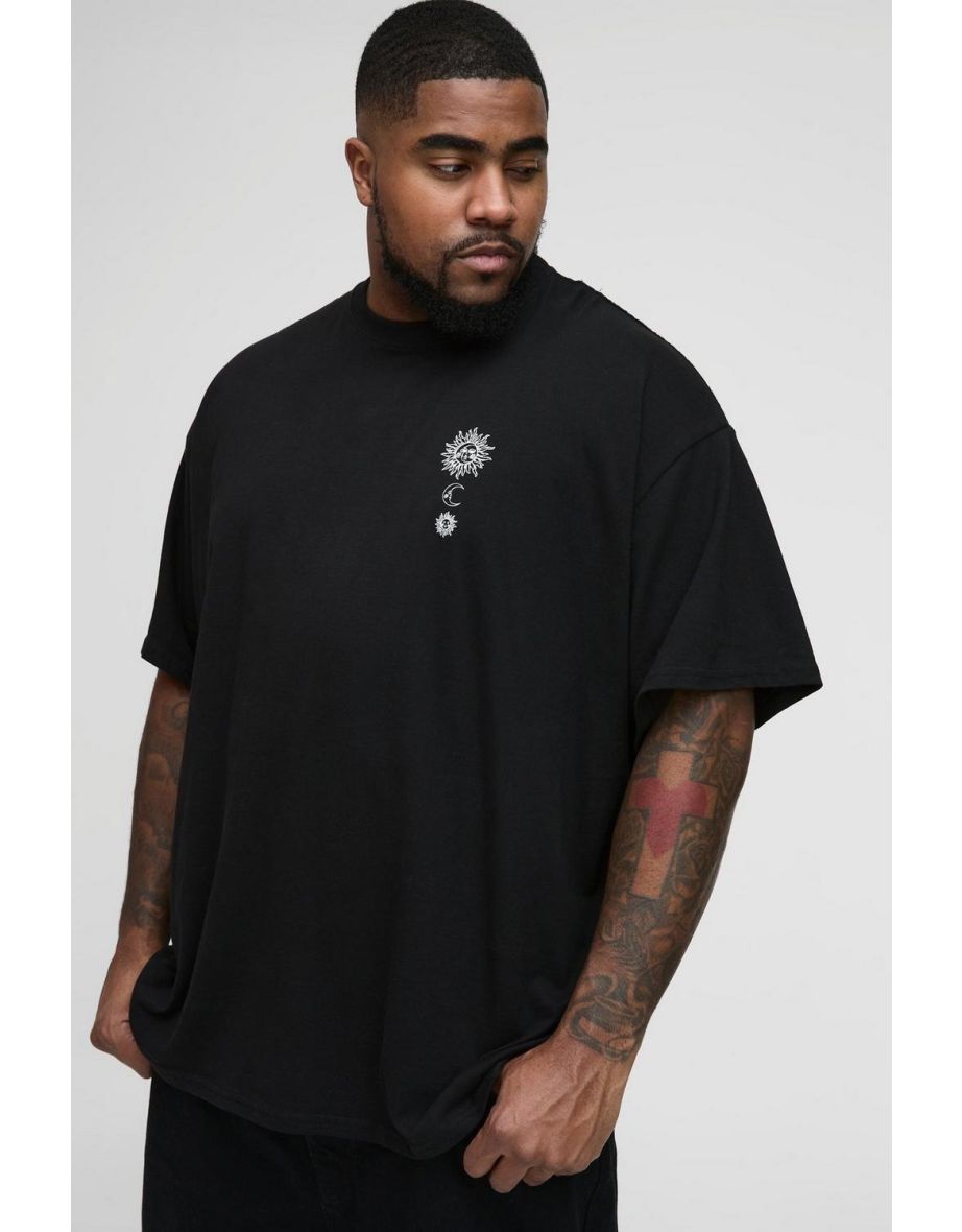 Plus Oversized Homme Higher Consciousness Print T-Shirt - black