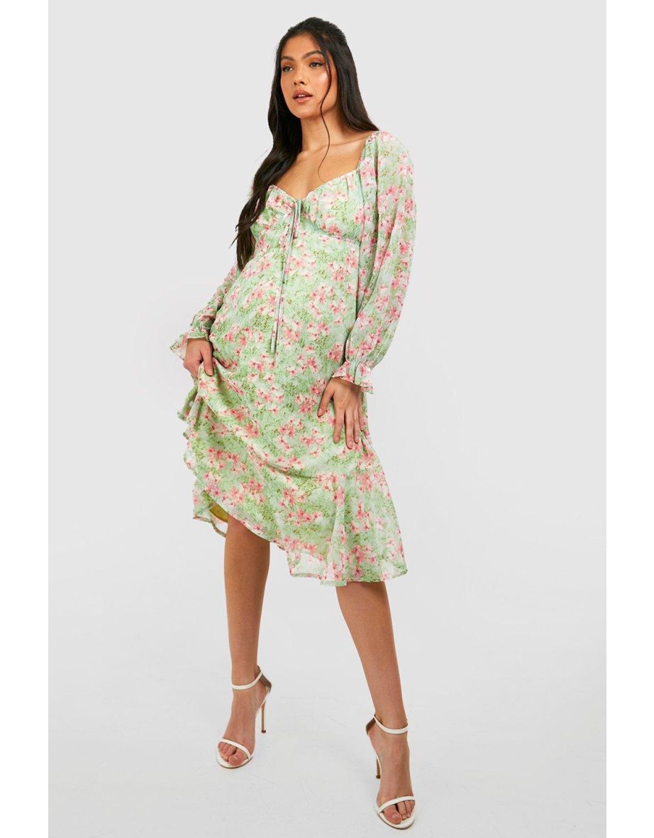 Maternity Occasion Ditsy Skater Dress - green
