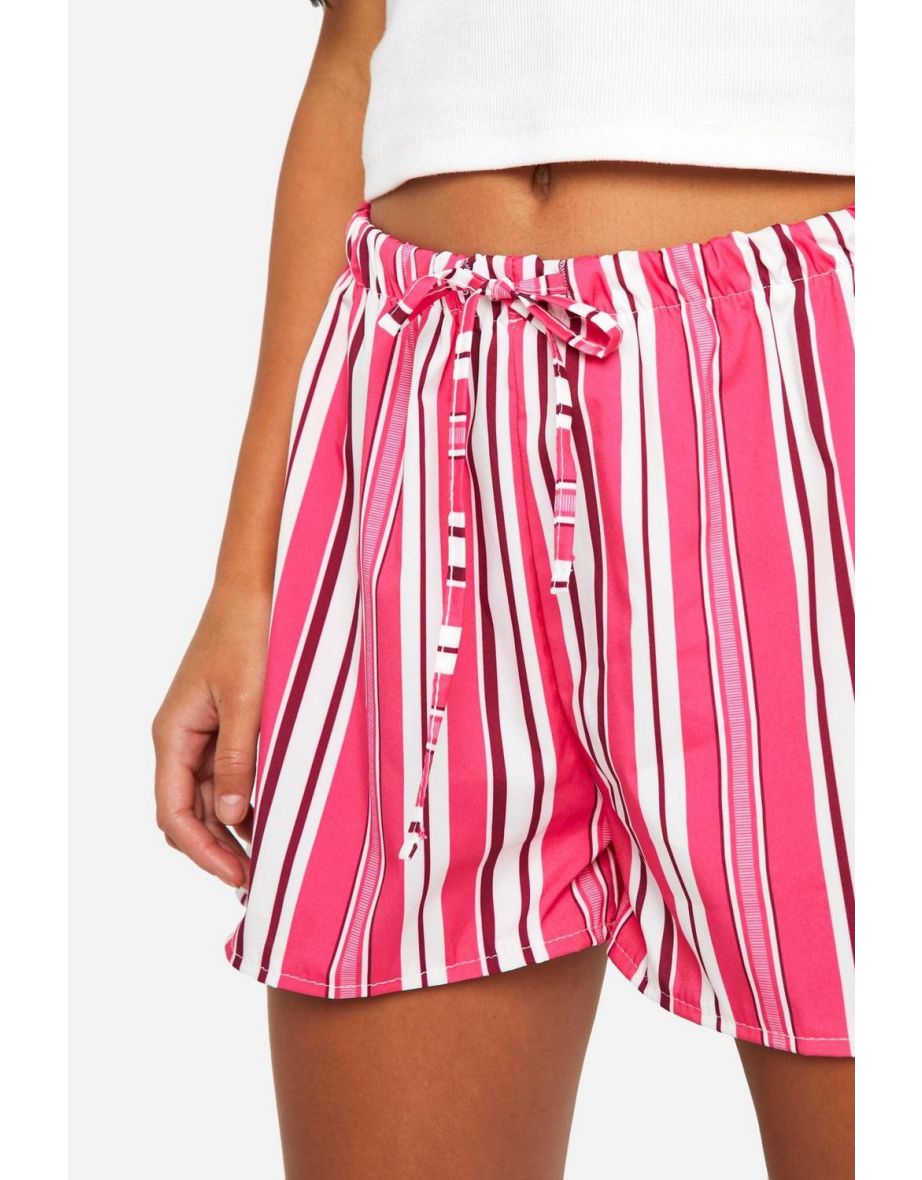 Linen Look Textured Stripe Flippy Short - pink - 3