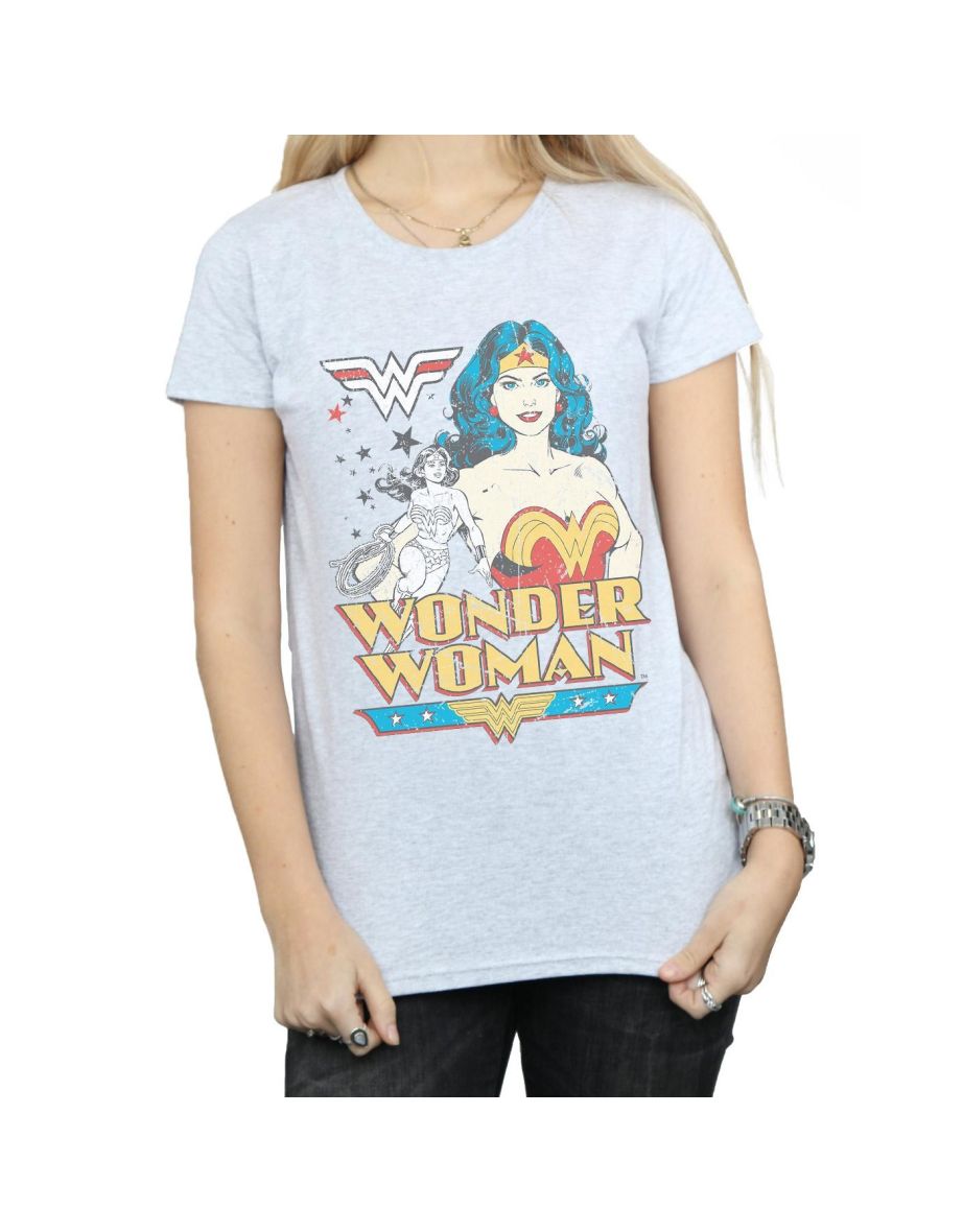 DC Comics Womens/Ladies Wonder Woman Posing Cotton T-Shirt - Sports Grey - 3