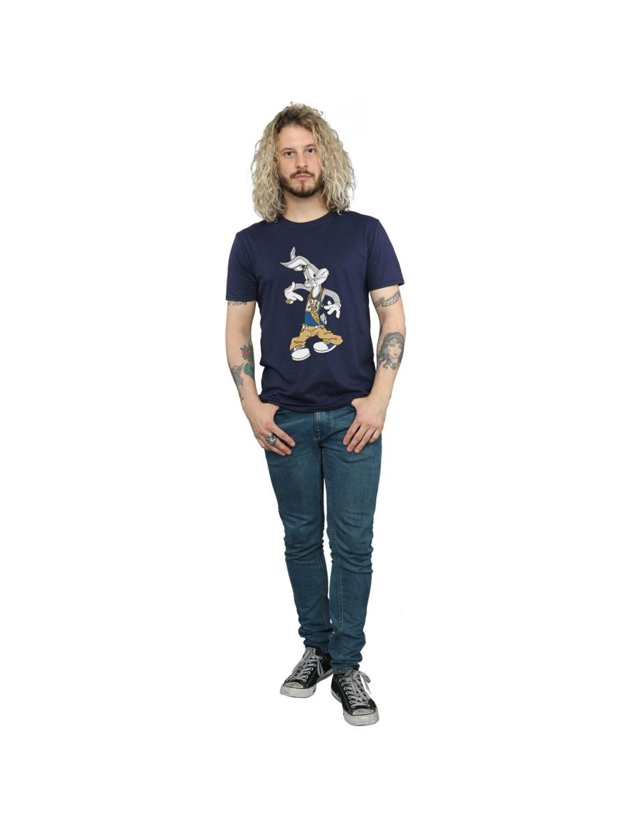 Looney Tunes Mens Rapper Bugs Bunny Cotton T-Shirt - Navy Blue - 3
