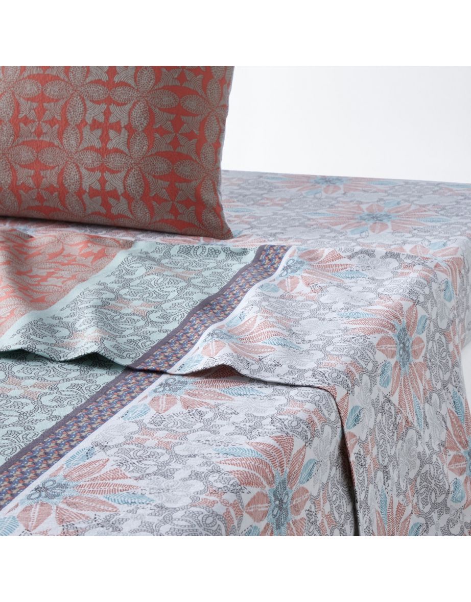 Bergame Printed Cotton Flannel Flat Sheet