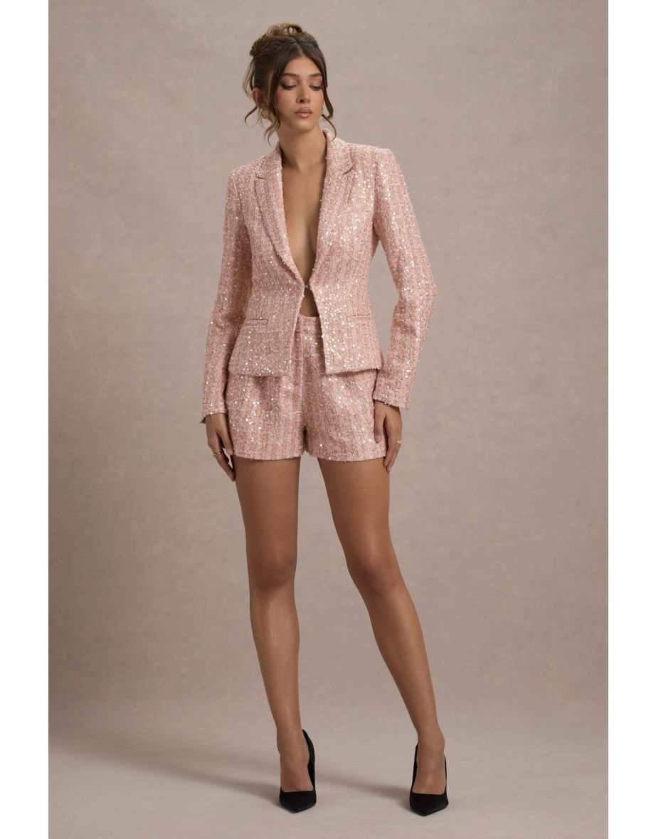 Cambridge | Pink Boucle Tailored Shorts - 9