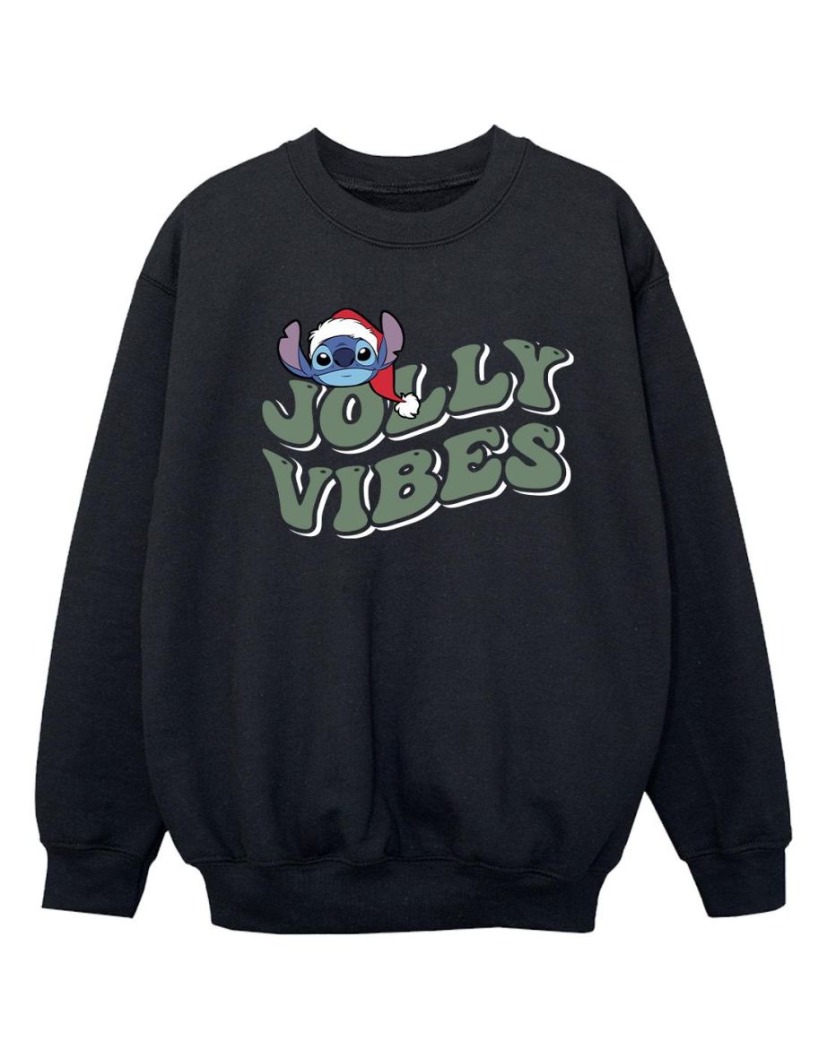 Disney Girls Lilo & Stitch Jolly Chilling Vibes Sweatshirt - Black