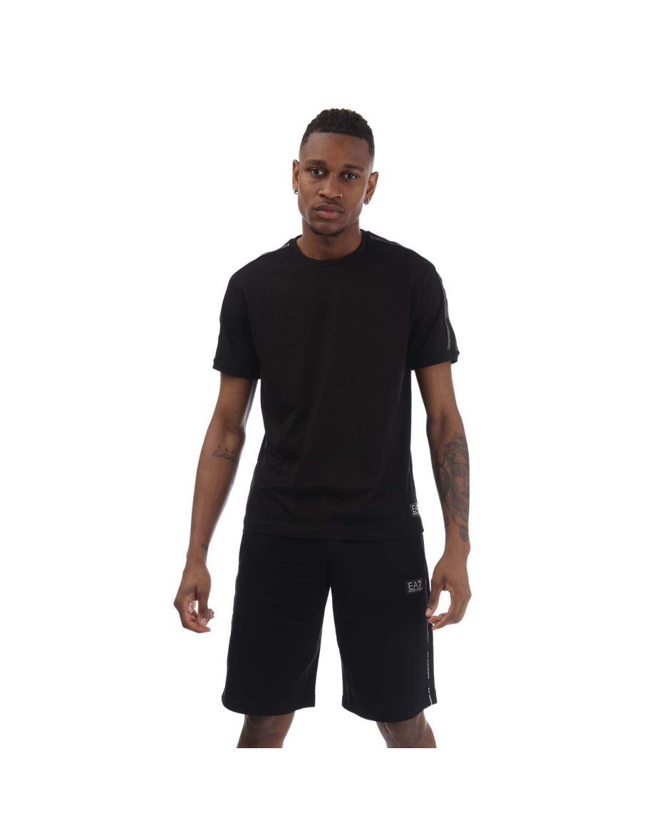 Men's Emporio Armani EA7 Logo Series Cotton-Jersey T-Shirt in Black