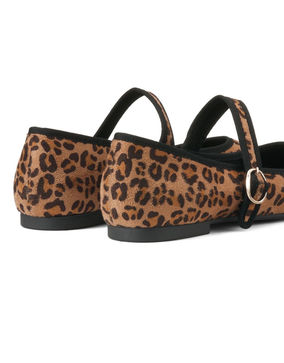 Leopard Print Ballet Flats with Buckle Fastening - 6