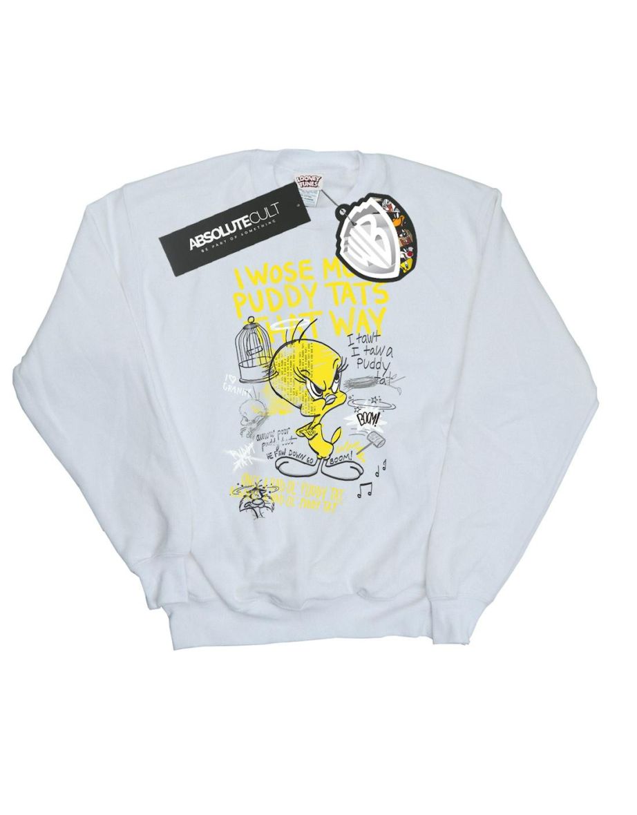 Looney Tunes Boys Tweety Pie More Puddy Tats Sweatshirt - White