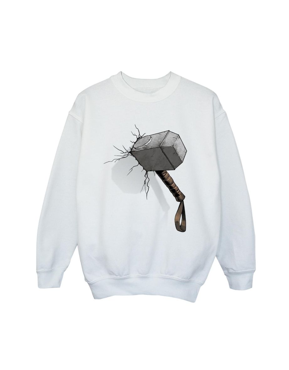 Marvel Universe Boys Thor Hammer Crack Sweatshirt - White - 1
