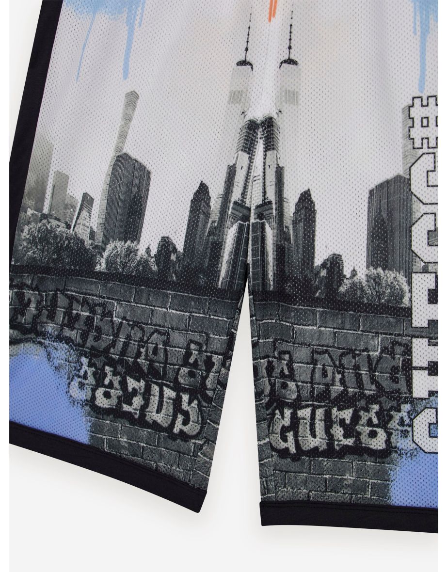 Boys Urban City Print Shorts in Multicolour - 3