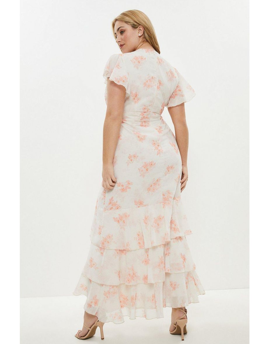 Curve Printed Tiered Hem Ruffle Maxi Dress - 2
