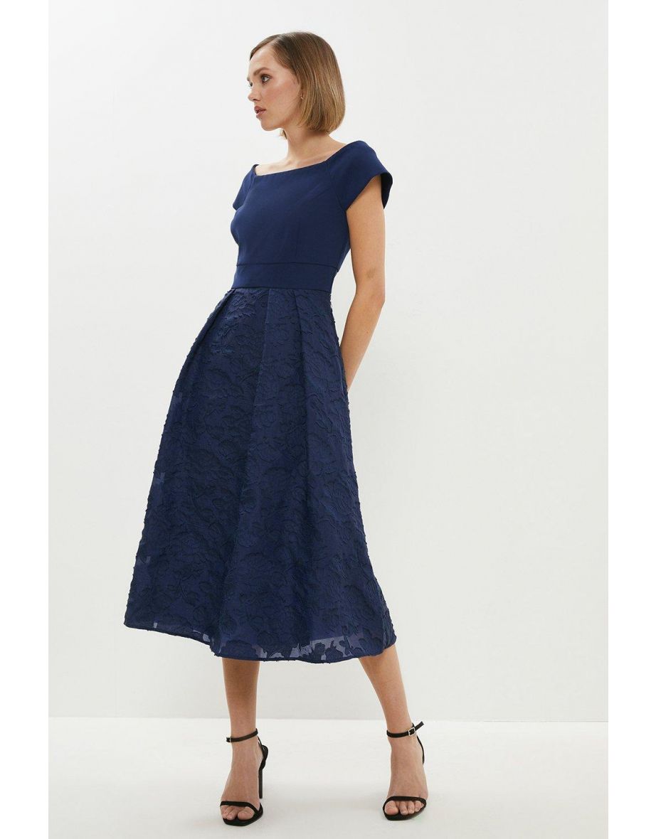 Petite bardot midi shop dress