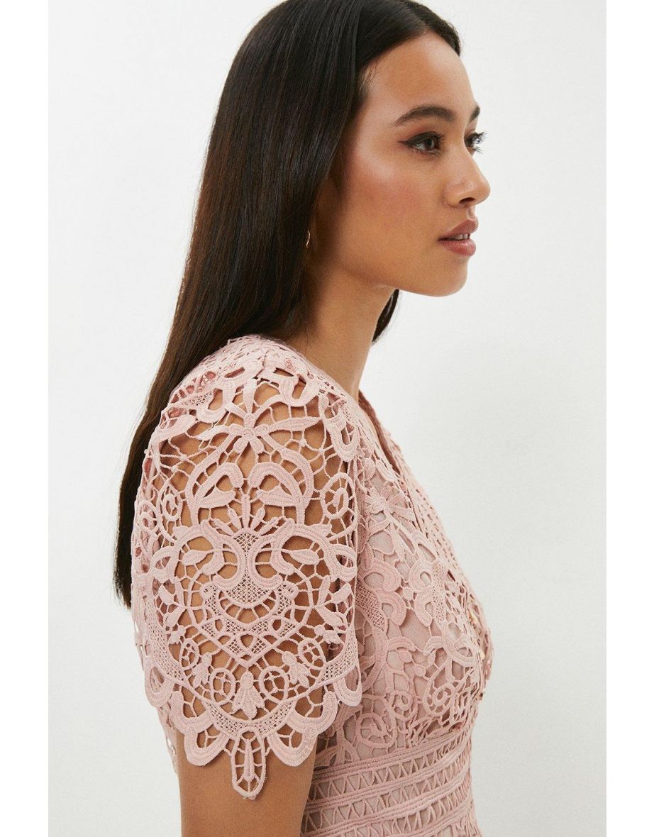 Lace V Neck Peplum Top
