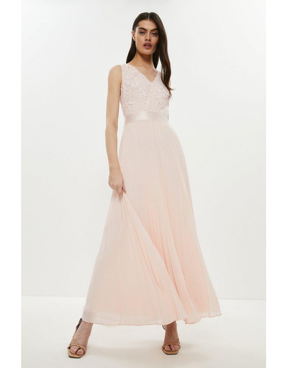 V Neck Embroidered Maxi Dress