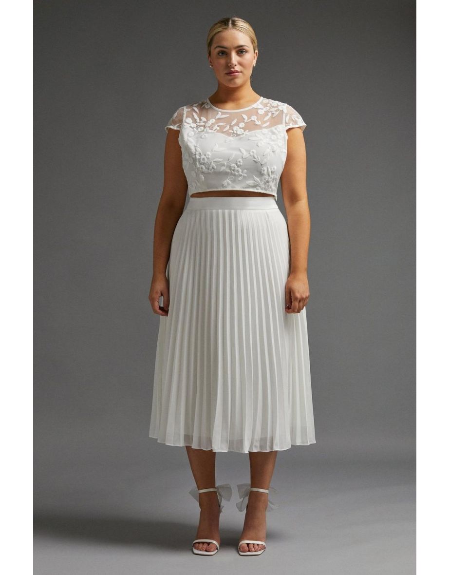 Curve Pleated Midi Skirt