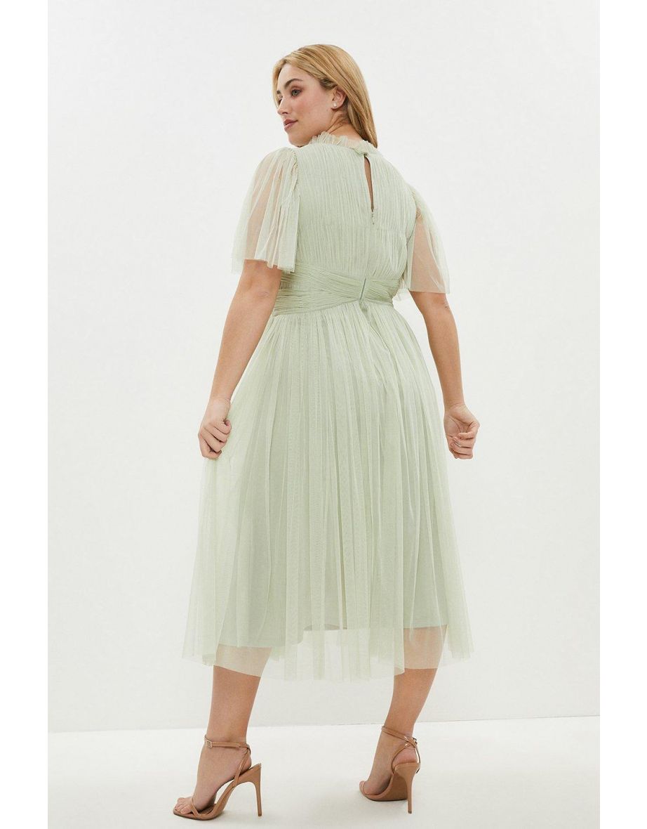 Curve Wrap Waist Detail Tulle Midi ​Dress - 2