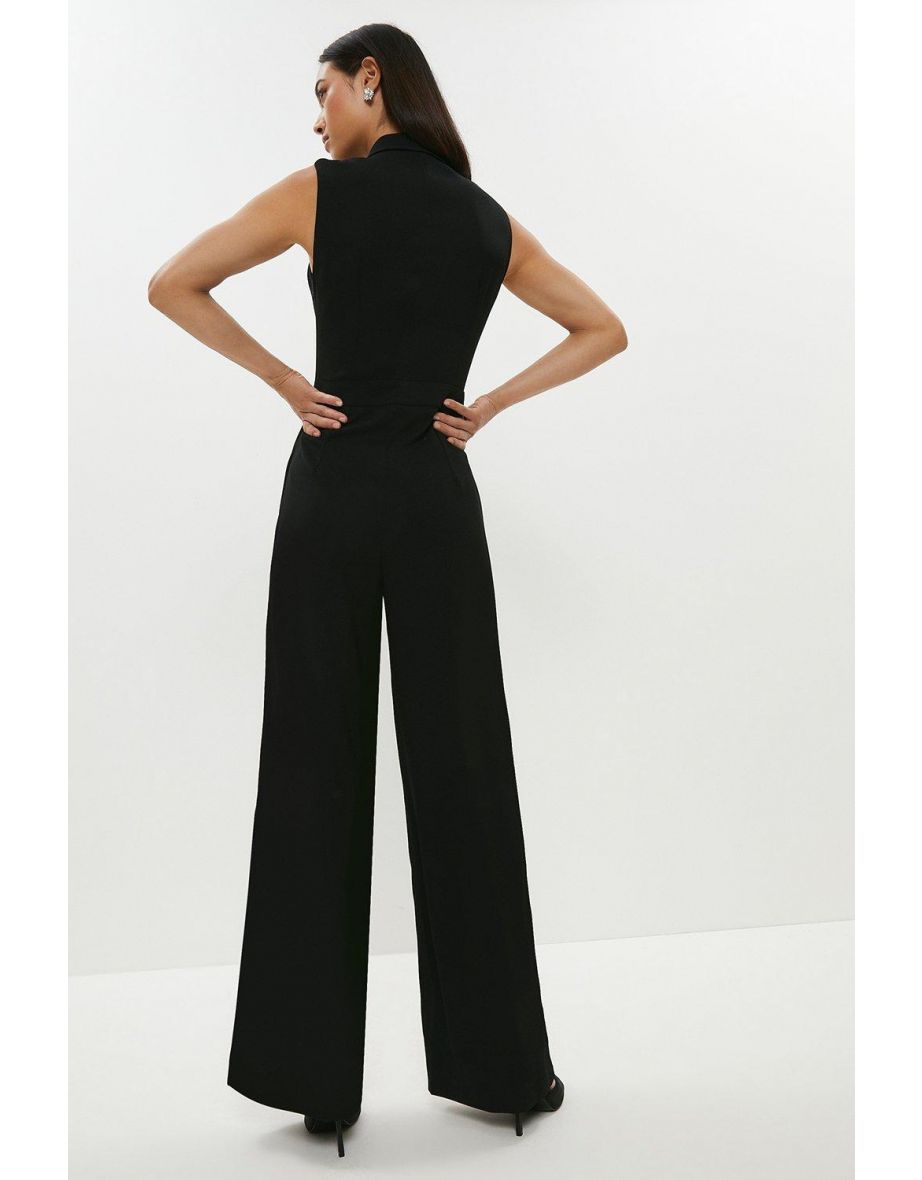 Premium Wide Leg Ruche Wrap Front Jumpsuit - 2