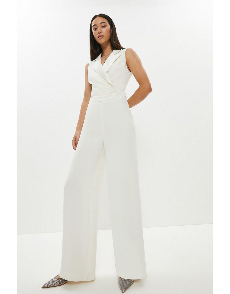 Premium Wide Leg Ruche Wrap Front Jumpsuit