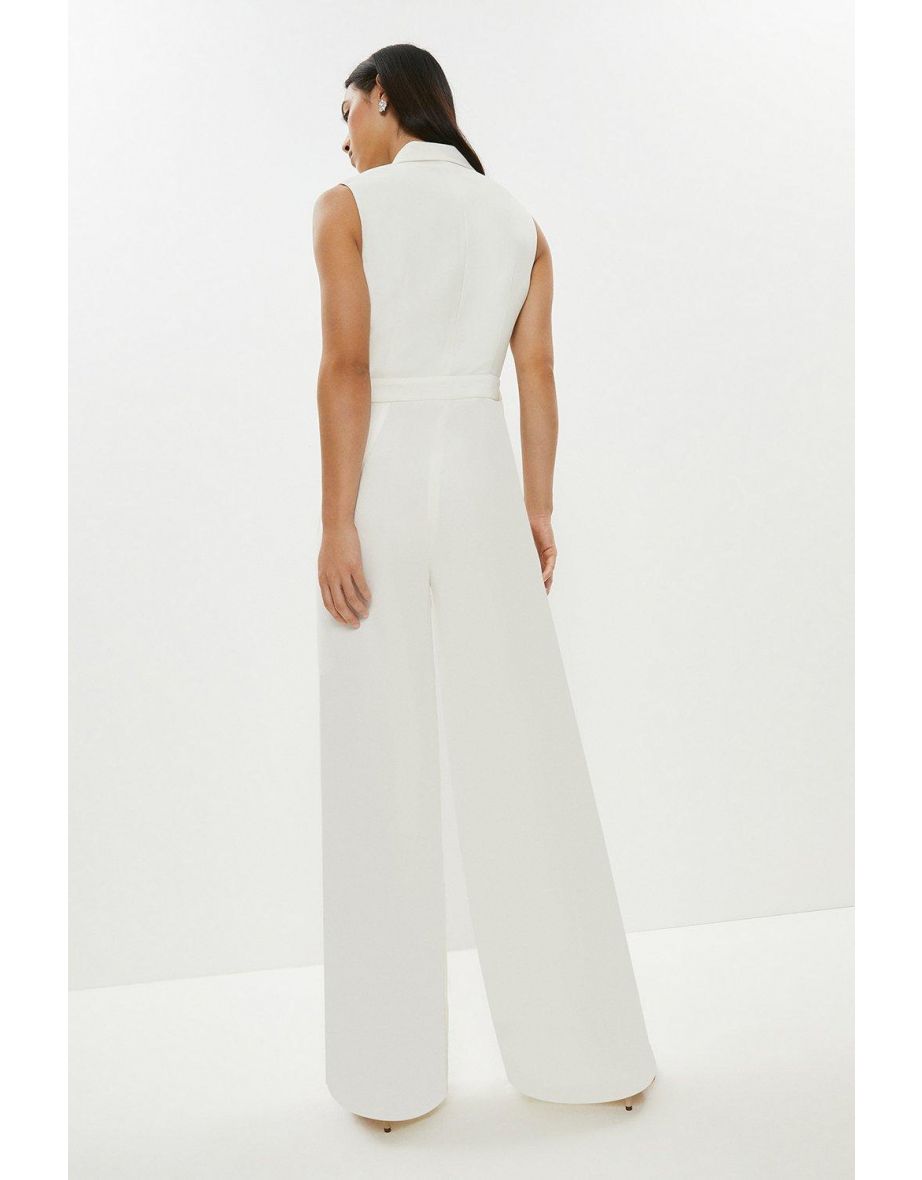 Premium Wide Leg Ruche Wrap Front Jumpsuit - 2