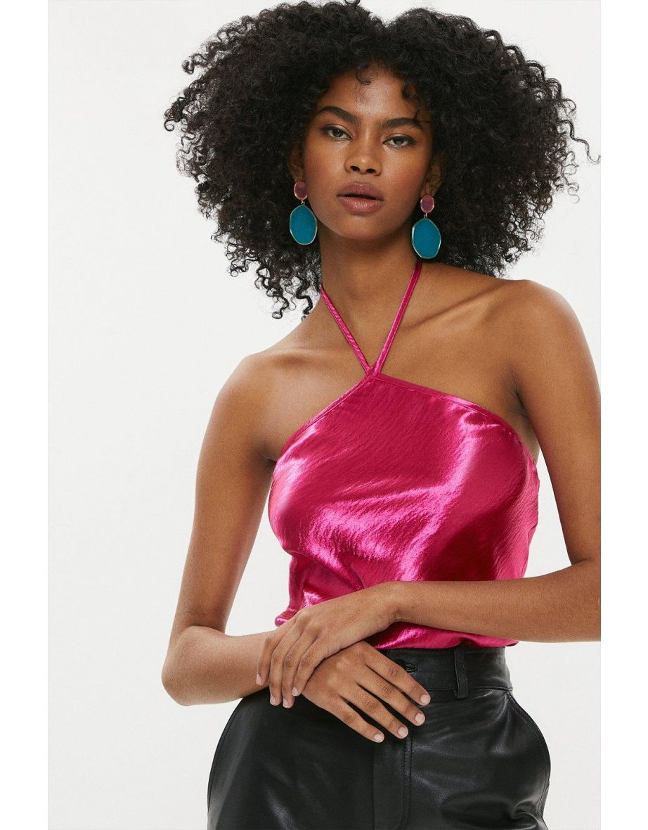 Diamond Halter Satin Top