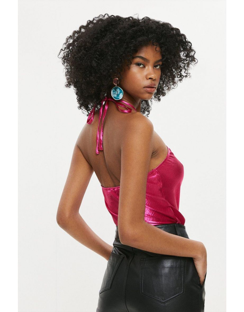 Diamond Halter Satin Top - 2