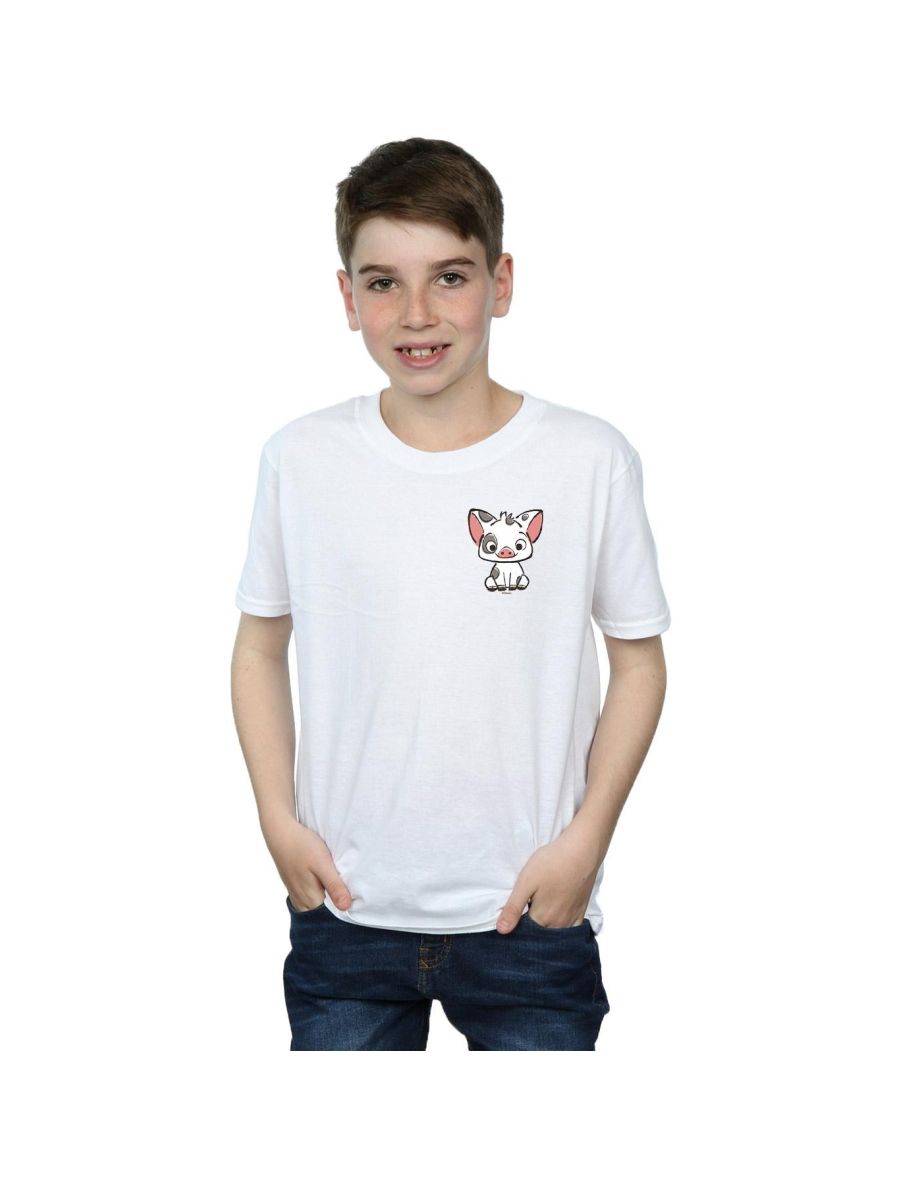 Disney Boys Moana Pua The Pig Breast Print T-Shirt - White