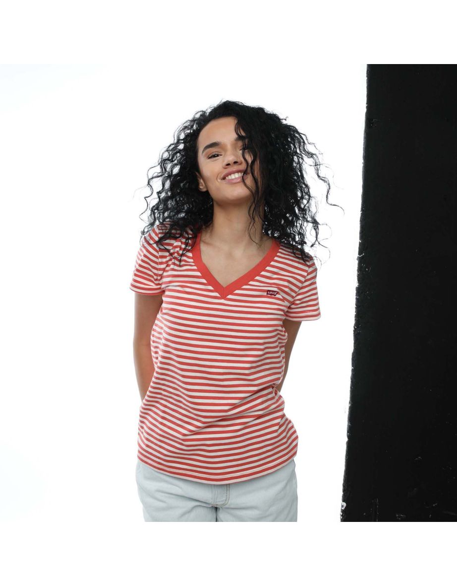Women's Levis Perfect V-Neck T-Shirt in Orange - 3