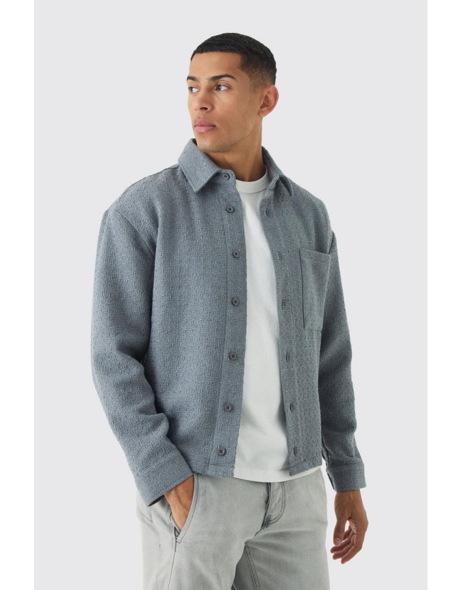 Regular Fit Boucle Overshirt - charcoal